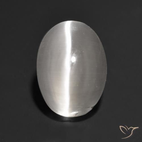 1.34ct Naturale Grigio molto chiaro Sillimanite effetto occhio di gatto, Ovale, Trasparente