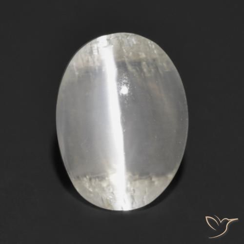 1.47ct Naturale Grigio molto chiaro Sillimanite effetto occhio di gatto, Ovale, Trasparente