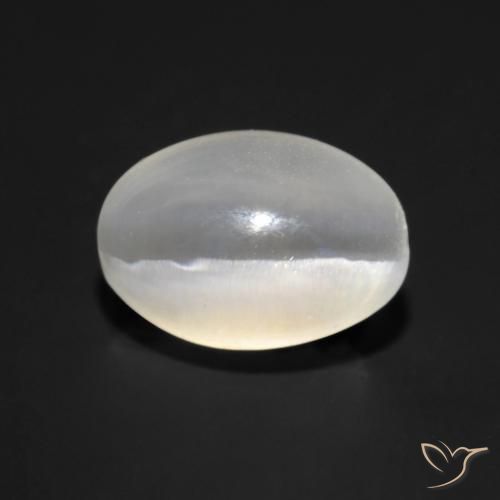 1.43ct Naturale Bianco caldo Sillimanite effetto occhio di gatto, Ovale, Trasparente