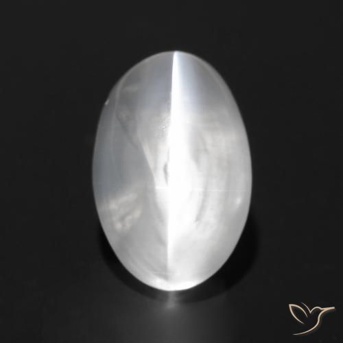 1.53ct Naturale Bianco Sillimanite effetto occhio di gatto, Ovale, Trasparente