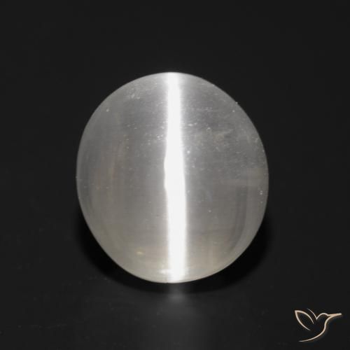 1.56ct Naturale Grigio molto chiaro Sillimanite effetto occhio di gatto, Ovale, Trasparente