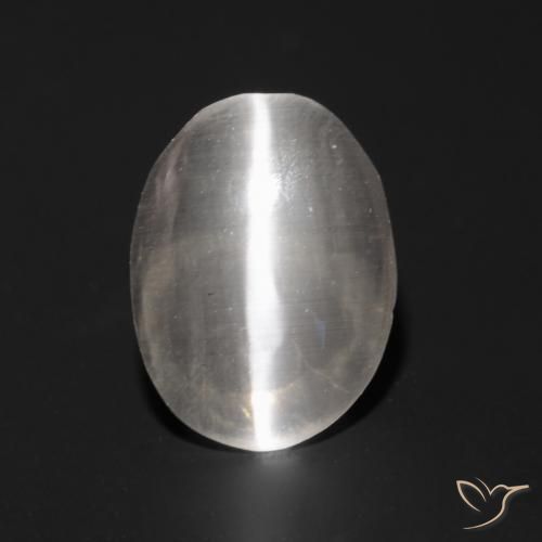 0.96ct Naturale Grigio molto chiaro Sillimanite effetto occhio di gatto, Ovale, Trasparente