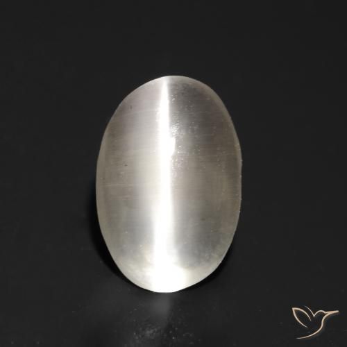 1.05ct Naturale Grigio molto chiaro Sillimanite effetto occhio di gatto, Ovale, Trasparente