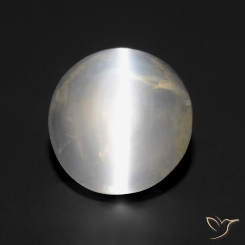 1.57ct Naturale Bianco caldo Sillimanite Occhio di Gatto, Rotondo, Trasparente