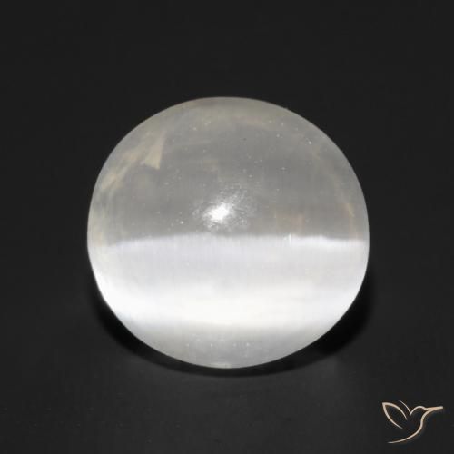 Sillimanite Occhio di Gatto Bianco caldo naturale da 1.57 ct, Rotondo, Trasparente