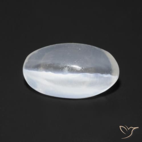 0.77ct Naturale Bianco traslucido Sillimanite effetto occhio di gatto, Ovale, Trasparente