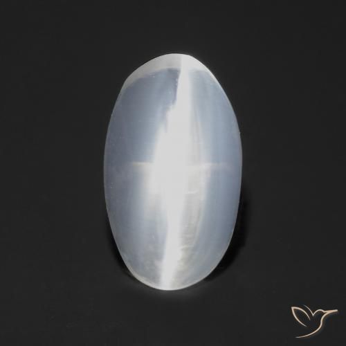 Sillimanite Occhio di Gatto Bianco traslucido naturale da 0.77 ct, Ovale, Trasparente