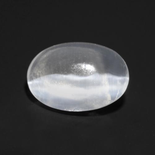 Sillimanite cat's eye naturale bianco da 0,80 ct, taglio ovale, trasparente