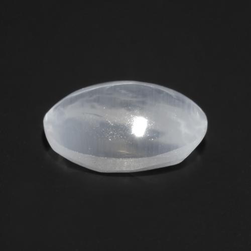 Sillimanite cat's eye naturale bianco da 0,80 ct, taglio ovale, trasparente
