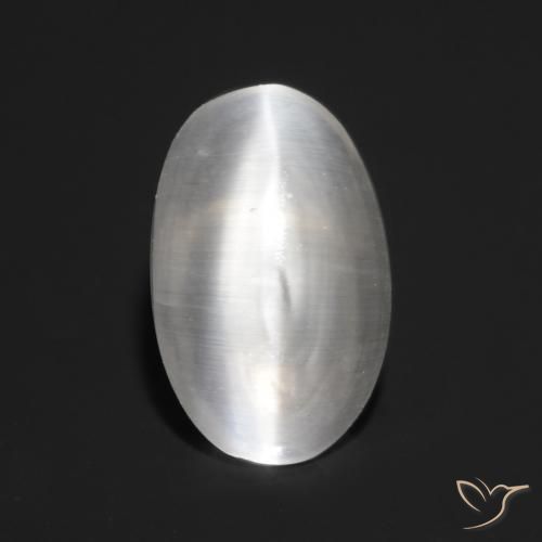 Sillimanite effetto occhio di gatto Bianco trasparente naturale da 0.83 ct, Ovale, Trasparente