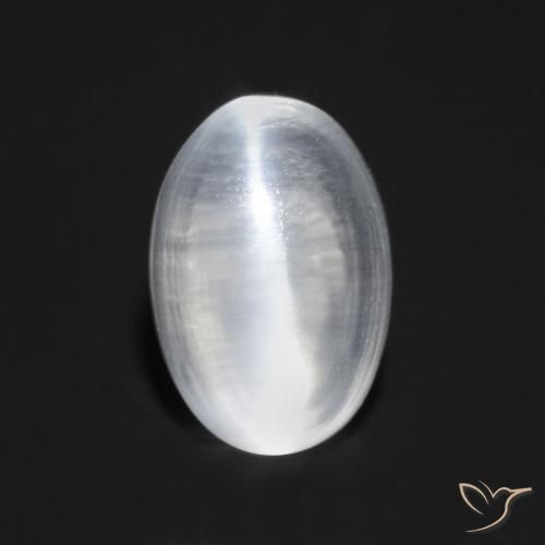 Sillimanite Occhio di Gatto Bianco traslucido naturale da 1.04 ct, Ovale, Trasparente