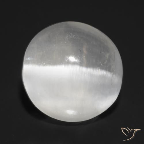 1.32ct Naturale Bianco traslucido Sillimanite effetto occhio di gatto, Rotondo, Trasparente
