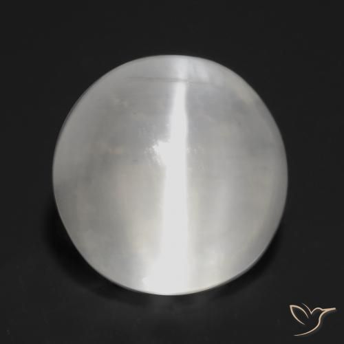 Sillimanite Occhio di Gatto Bianco traslucido naturale da 1.32 ct, Rotondo, Trasparente