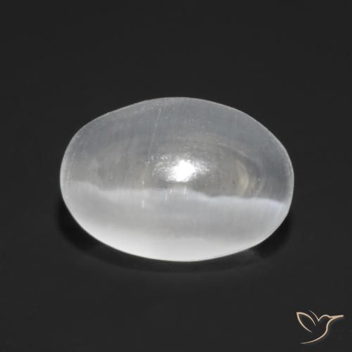 1.13ct Naturale Bianco traslucido Sillimanite effetto occhio di gatto, Ovale, Trasparente