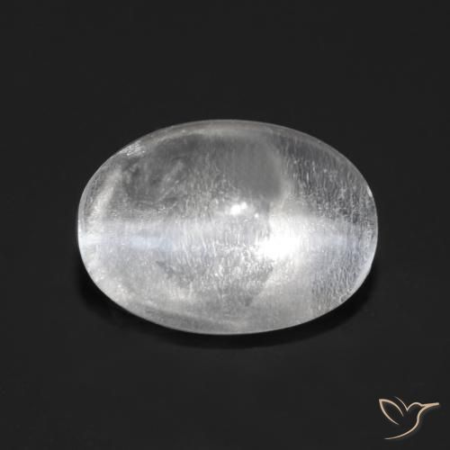 0.88ct Naturale Bianco trasparente Sillimanite effetto occhio di gatto, Ovale, Trasparente