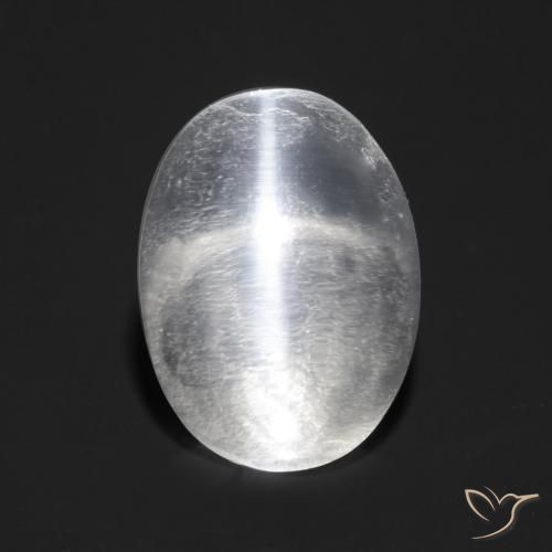 Sillimanite Occhio di Gatto Bianco trasparente naturale da 0.88 ct, Ovale, Trasparente
