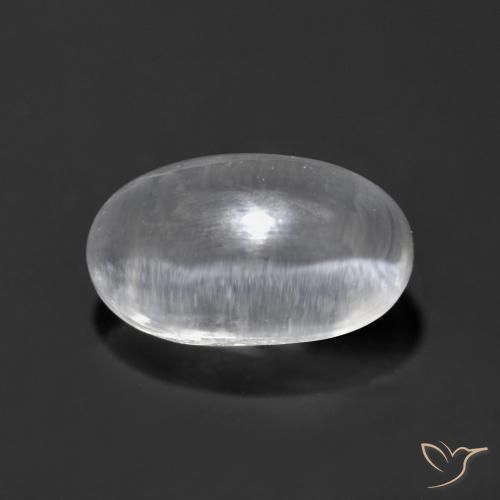 1.24ct Naturale Bianco trasparente Sillimanite effetto occhio di gatto, Ovale, Trasparente