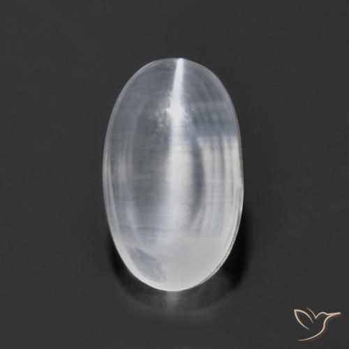 Sillimanite Occhio di Gatto Bianco trasparente naturale da 1.24 ct, Ovale, Trasparente