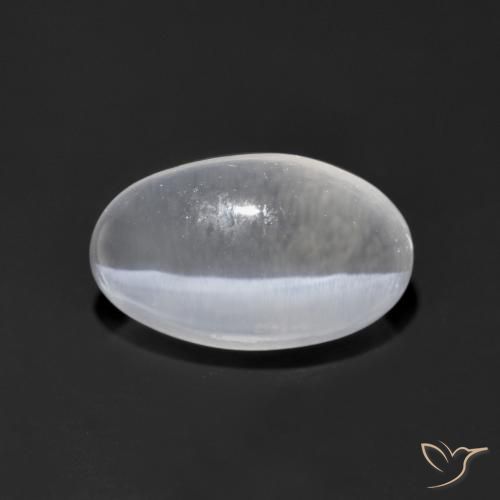 1.39ct Naturale Bianco trasparente Sillimanite effetto occhio di gatto, Ovale, Trasparente