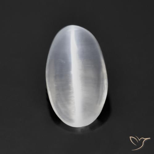 Sillimanite Occhio di Gatto Bianco trasparente naturale da 1.39 ct, Ovale, Trasparente