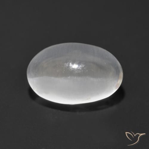 1.36ct Naturale Bianco Sillimanite effetto occhio di gatto, Ovale, Trasparente