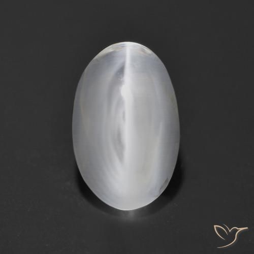 Sillimanite Occhio di Gatto Bianco naturale da 1.36 ct, Ovale, Trasparente
