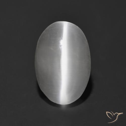 1.13ct Naturale Bianco trasparente Sillimanite effetto occhio di gatto, Ovale, Trasparente