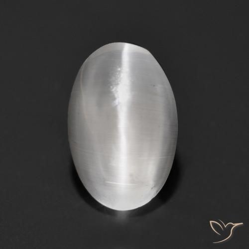 1.17ct Naturale Bianco Sillimanite effetto occhio di gatto, Ovale, Trasparente