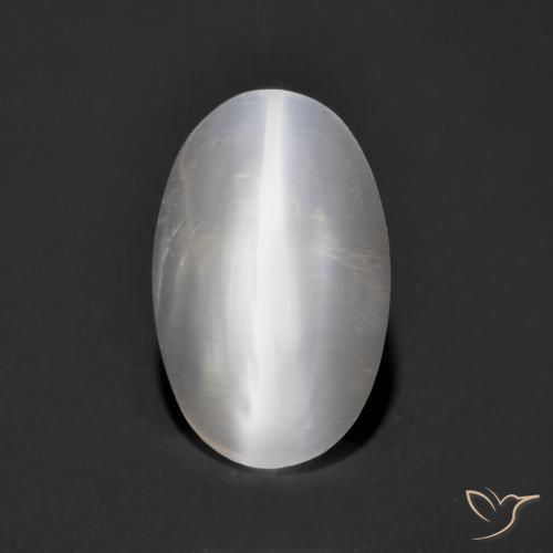 1.34ct Naturale Grigio molto chiaro Sillimanite effetto occhio di gatto, Ovale, Trasparente