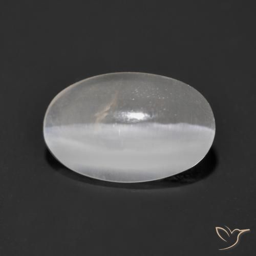 Sillimanite Occhio di Gatto Grigio molto chiaro naturale da 1.34 ct, Ovale, Trasparente