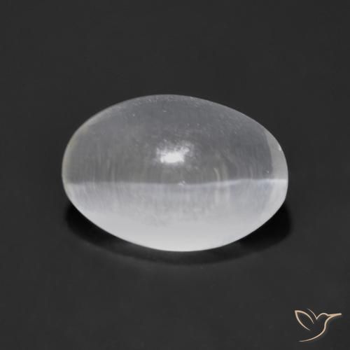 1.25ct Naturale Bianco trasparente Sillimanite effetto occhio di gatto, Ovale, Trasparente