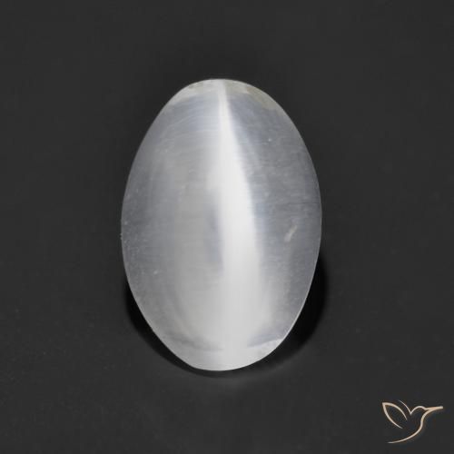 Sillimanite Occhio di Gatto Bianco trasparente naturale da 1.25 ct, Ovale, Trasparente