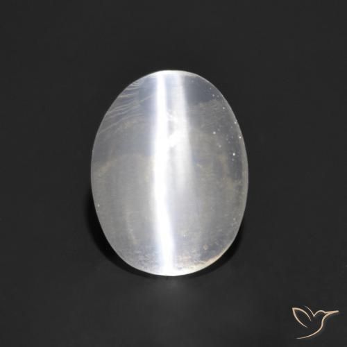 0.83ct Naturale Bianco trasparente Sillimanite effetto occhio di gatto, Ovale, Trasparente