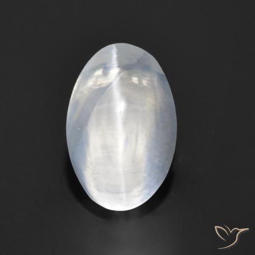 1.26ct Naturale Bianco trasparente Sillimanite effetto occhio di gatto, Ovale, Trasparente