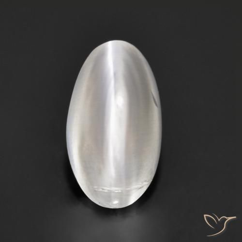 1.37ct Naturale Bianco Sillimanite effetto occhio di gatto, Ovale, Trasparente
