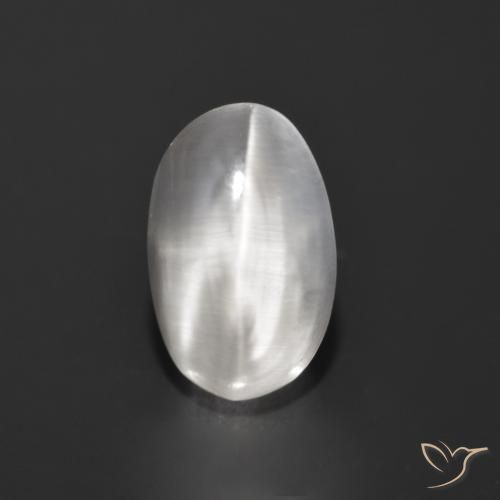 1.27ct Naturale Grigio molto chiaro Sillimanite effetto occhio di gatto, Ovale, Trasparente