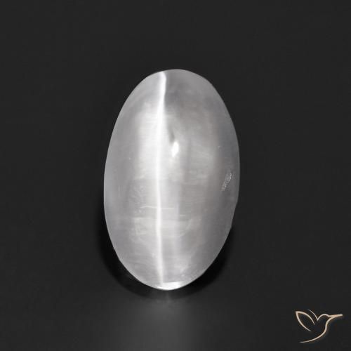 0.94ct Naturale Grigio molto chiaro Sillimanite effetto occhio di gatto, Ovale, Trasparente