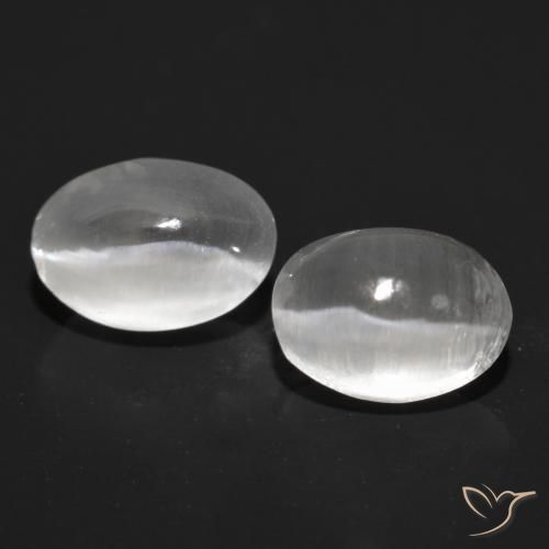 2.52ctw Naturale Grigio molto chiaro Sillimanite effetto occhio di gatto, Ovale, Trasparente