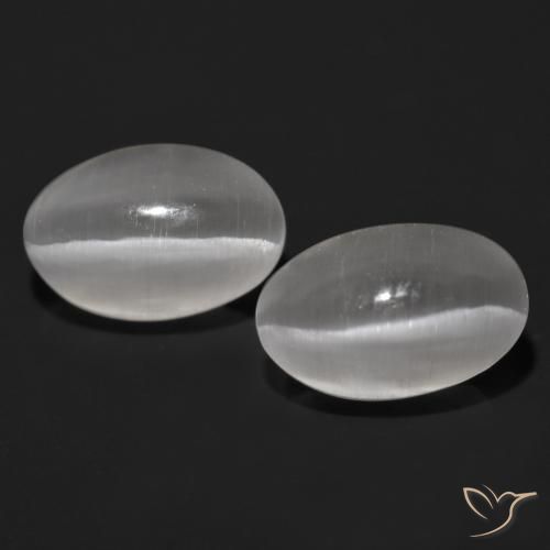 2.25ctw Naturale Grigio molto chiaro Sillimanite effetto occhio di gatto, Ovale, Traslucido