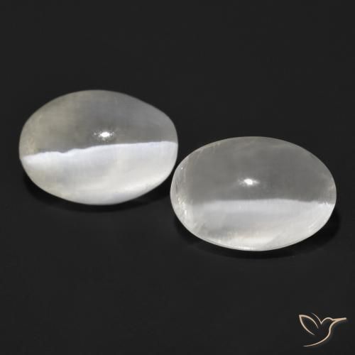 2.75ctw Naturale Grigio molto chiaro Sillimanite effetto occhio di gatto, Ovale, Trasparente