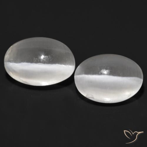 2.32ctw Naturale Grigio molto chiaro Sillimanite effetto occhio di gatto, Ovale, Trasparente