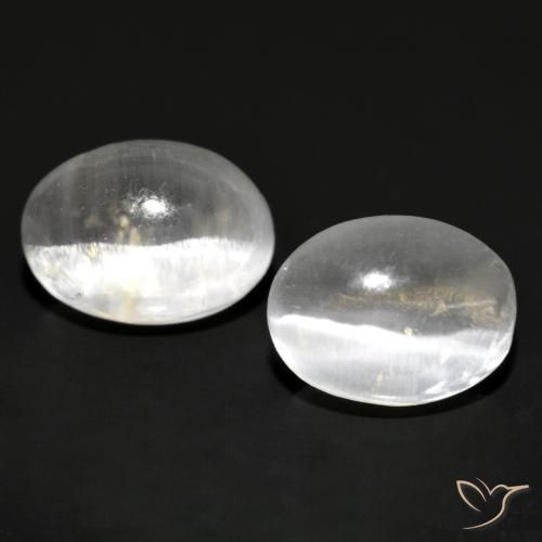 2.29ctw Naturale Grigio molto chiaro Sillimanite effetto occhio di gatto, Ovale, Trasparente