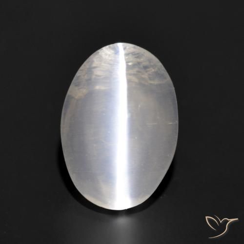 1.24ct Naturale Grigio molto chiaro Sillimanite effetto occhio di gatto, Ovale, Trasparente