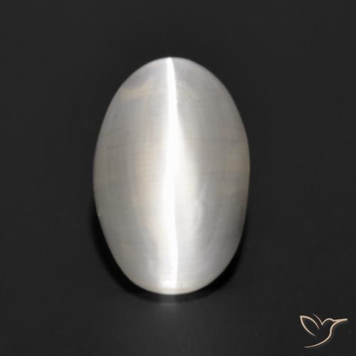 1.14ct Naturale Grigio molto chiaro Sillimanite effetto occhio di gatto, Ovale, Traslucido