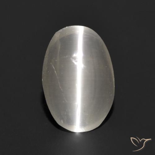 Sillimanite Occhio di Gatto Grigio molto chiaro naturale da 1.11 ct, Ovale, Traslucido