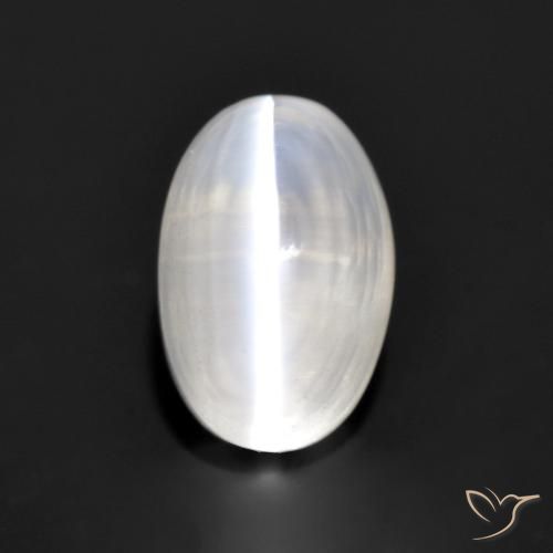 1.38ct Naturale Grigio molto chiaro Sillimanite effetto occhio di gatto, Ovale, Trasparente