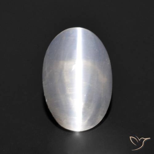 1.14ct Naturale Grigio molto chiaro Sillimanite effetto occhio di gatto, Ovale, Trasparente