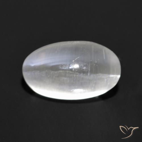 1.35ct Naturale Grigio molto chiaro Sillimanite effetto occhio di gatto, Ovale, Trasparente