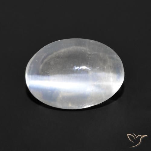 1.06ct Naturale Grigio molto chiaro Sillimanite effetto occhio di gatto, Ovale, Trasparente