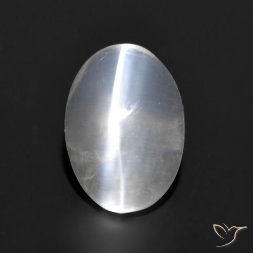 Sillimanite Occhio di Gatto Grigio molto chiaro naturale da 1.06 ct, Ovale, Trasparente